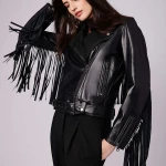 Extended Fringe Leather Moto Jacket