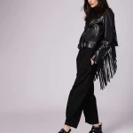 Extended Fringe Leather Moto Jacket