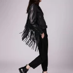 Extended Fringe Leather Moto Jacket