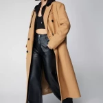 Contrast Collar Wool Look Tailored Coat