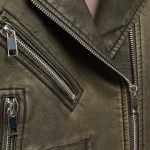 Oversized worn-effect biker jacket