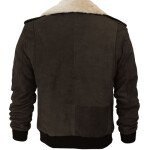 Pierson Brown Mens Leather Bomber Jacket with Removable Shearling Collar