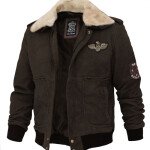 Pierson Brown Mens Leather Bomber Jacket with Removable Shearling Collar