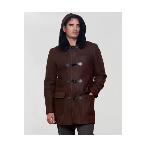 Shearling Sheepskin Hooded Coat