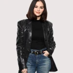 Selena Gomez SiriusXM Studios Black Leather Jacket
