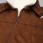 Men Real Brown Suede Leather Padded Jacket