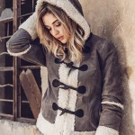 Women’s Hood Real fur shearling Genuine Leather Jacket