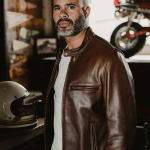 Waxed Natural Pebbled Cowhide Premium Leather Jacket