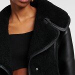 Womens Cropped leather and shearling jacket