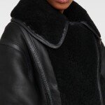Womens Cropped leather and shearling jacket