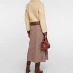 Womens Leather Trimmed Shearling Jacket