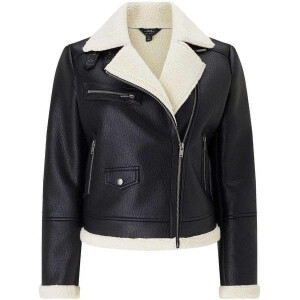 Women's Premium Black Shearling Leather Jacket